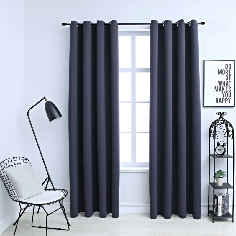 Korkmaz Blackout Curtain, Width 140 x Drop 225cm, Anthracite
