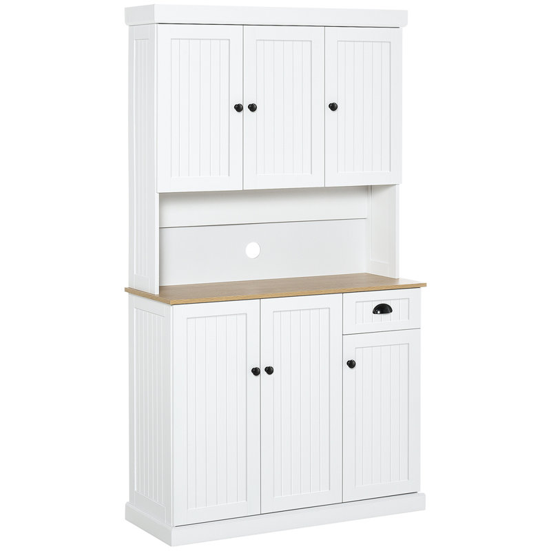 Buffet avec huche de 71 po, armoire de cuisine moderne avec comptoir de four à micro-ondes, tiroir et armoire