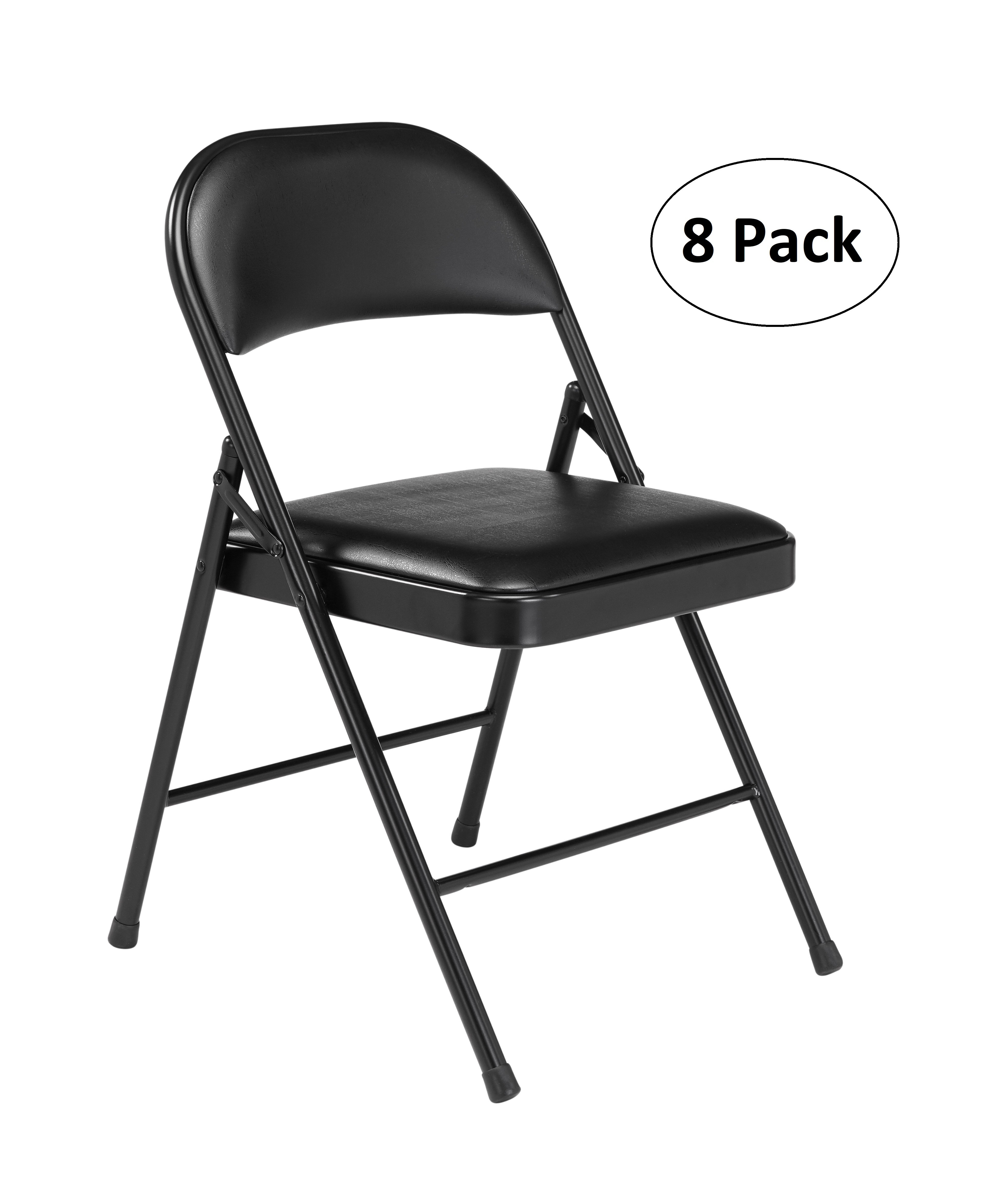 UBesGoo Set of 8 Padded Folding Chair Portable Dining Chairs Heavy Duty  Party Chairs with Metal Frame White 