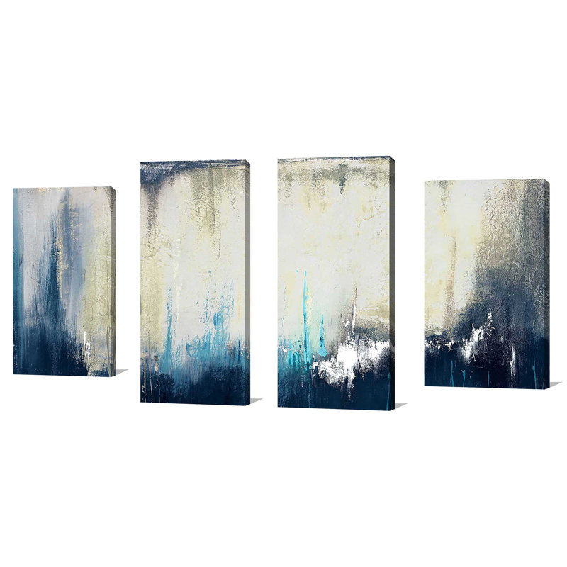 "Marine Blue Illusion II" par Patricia Pinto, ensemble de 4 reproductions sur toiles, H 30 po x l 56 po x P 1 po