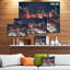 «Dark Chicago Skyline and Railroad Cityscape», reproduction de photo sur toile tendue-834513571-827390844