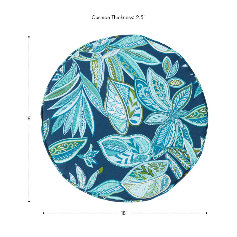 Outdoor Round Dining Chair Seat Pad, Botanical Crestwood