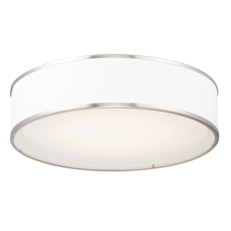 Plafonnier encastré cylindrique à DEL 1 lumière Jessalyn, H 5,5 po x l 20 po x P 20 po, Nickel satiné / Blanc