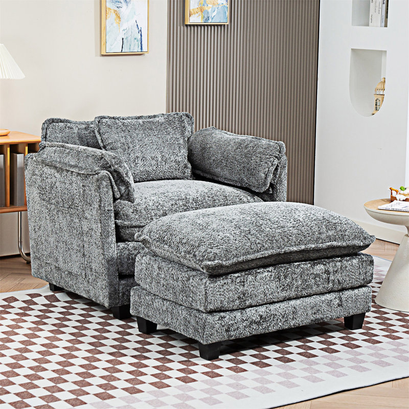 Canapé simple avec repose-pieds, Gris foncé