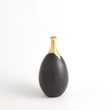 Dipped Golden Crackle/Black Slender Vase