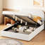 Lit plateforme blanc en molleton avec solution de rangement hydraulique pratique et luxueux-1840006868