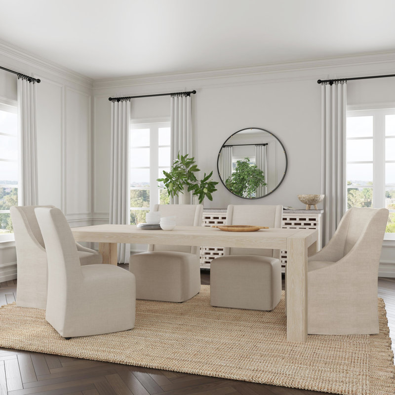 Seneca Upholstered Dining Chair, French Beige Basketweave