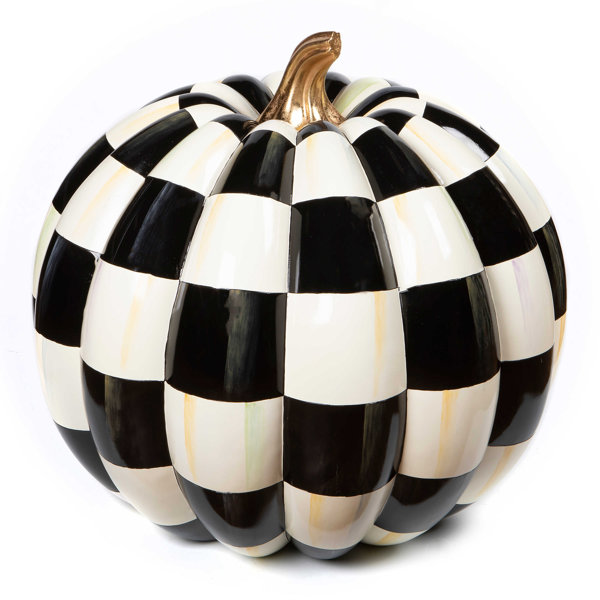 2.5 x 10 Yard Pumpkins on Black and White Checkered Ribbon - Decorator's  Warehouse