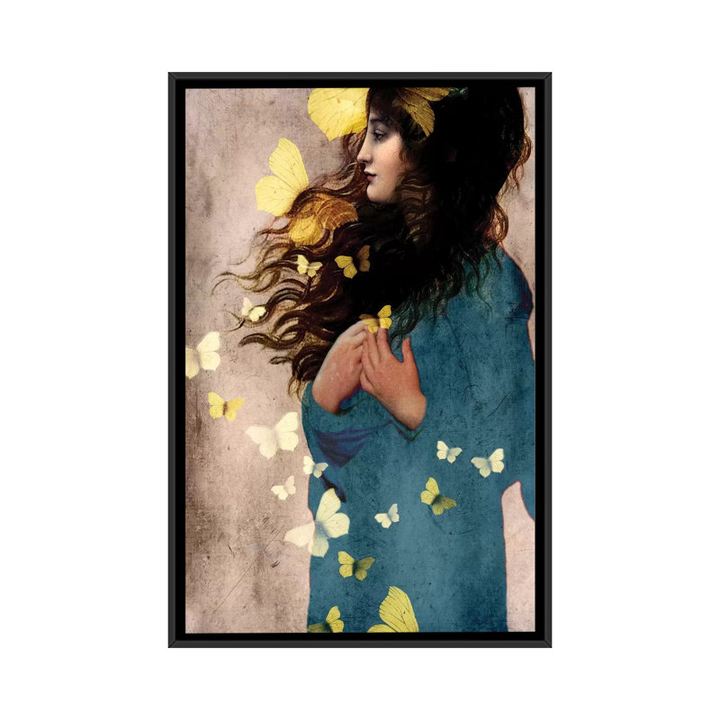 « bye bye papillon » par catrin welz-stein, reproduction d’impression sur toile tendue, H 26 po x l 18 po x P 1,5 po