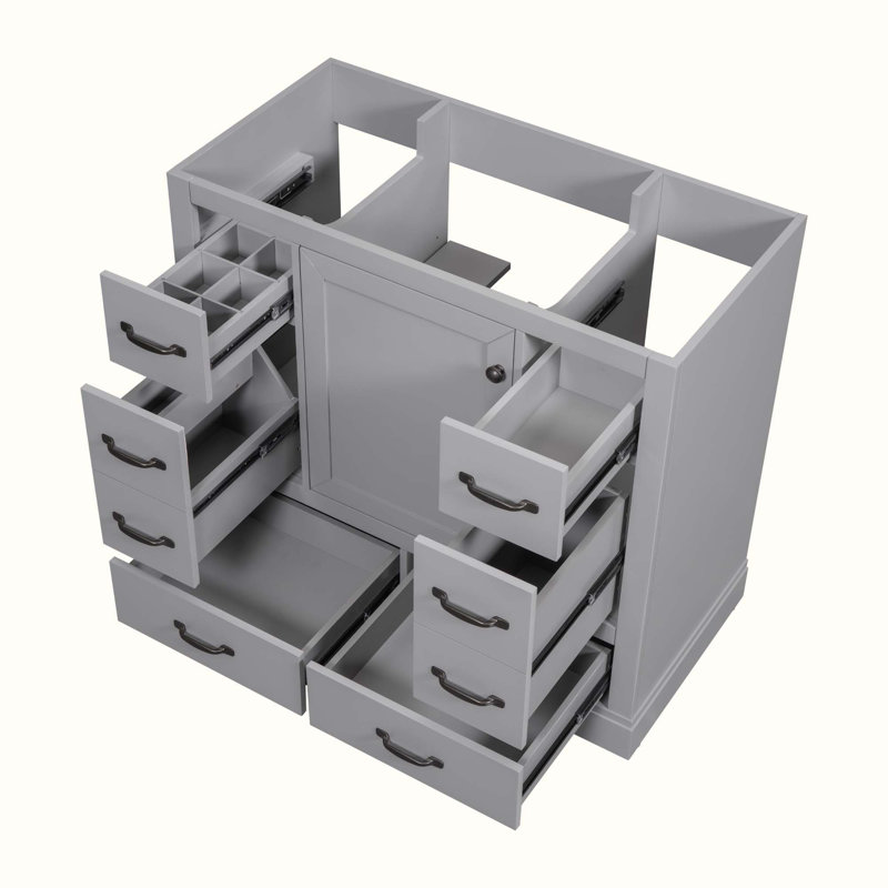 Base de meuble-lavabo simple 35,5 po seulement, Gris