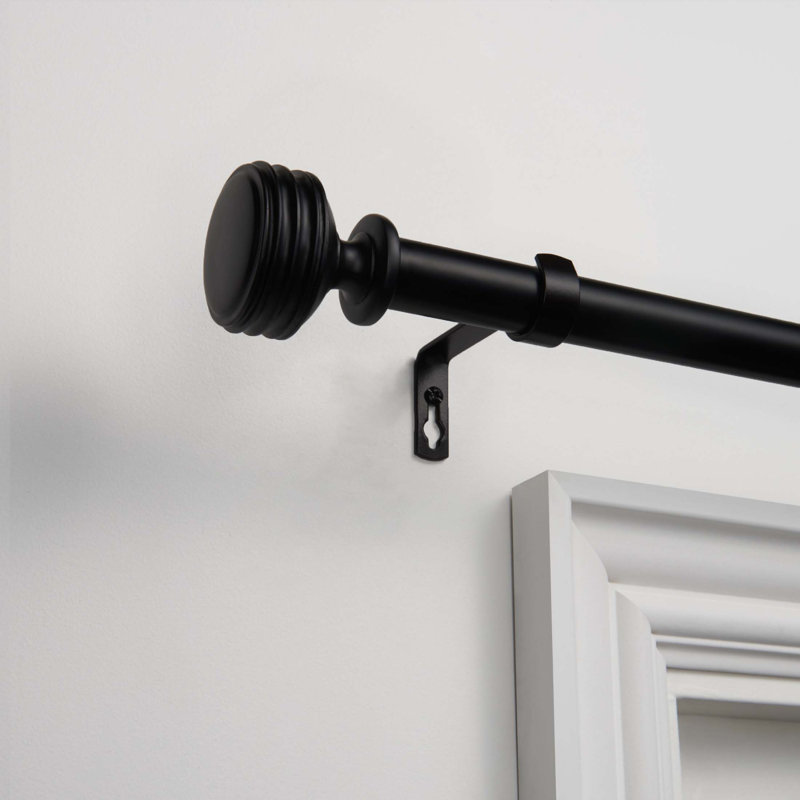 Tringle à rideaux simple réglable 1 po Robillard, Noir mat, 66 po - l 120 po