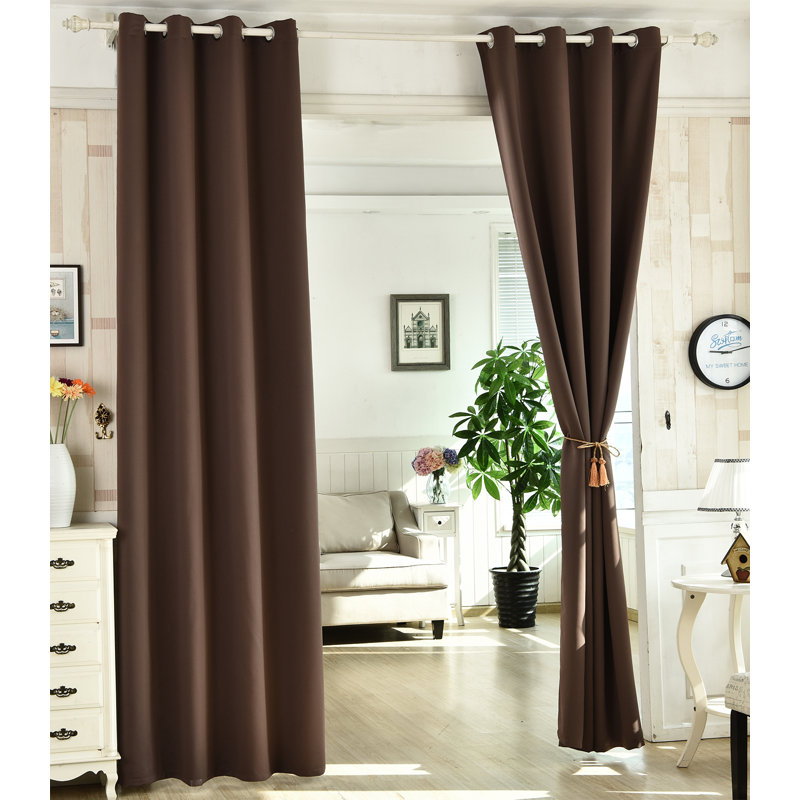 Gitty Blackout Eyelet Curtain Panel, Brown, 135 W x 225 D cm