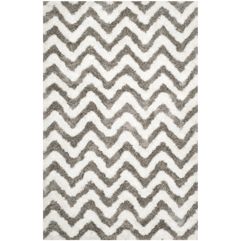 Carignan Rectangle Chevron Cotton Hand Woven Area Rug, Rectangle 122 x 183 cm