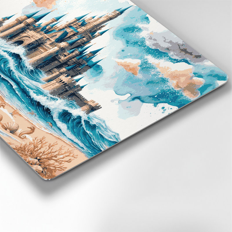 Art mural blanc en métal Coastal Sandcastle, H 11 po x l 14 po