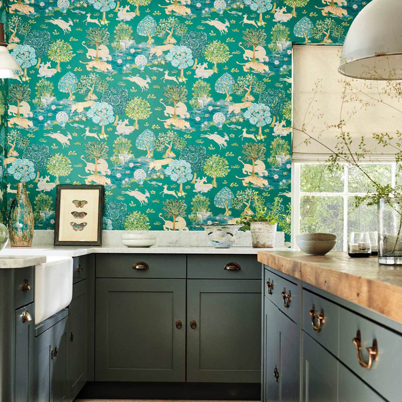 Pamir Garden Wallpaper, Teal/Peacock