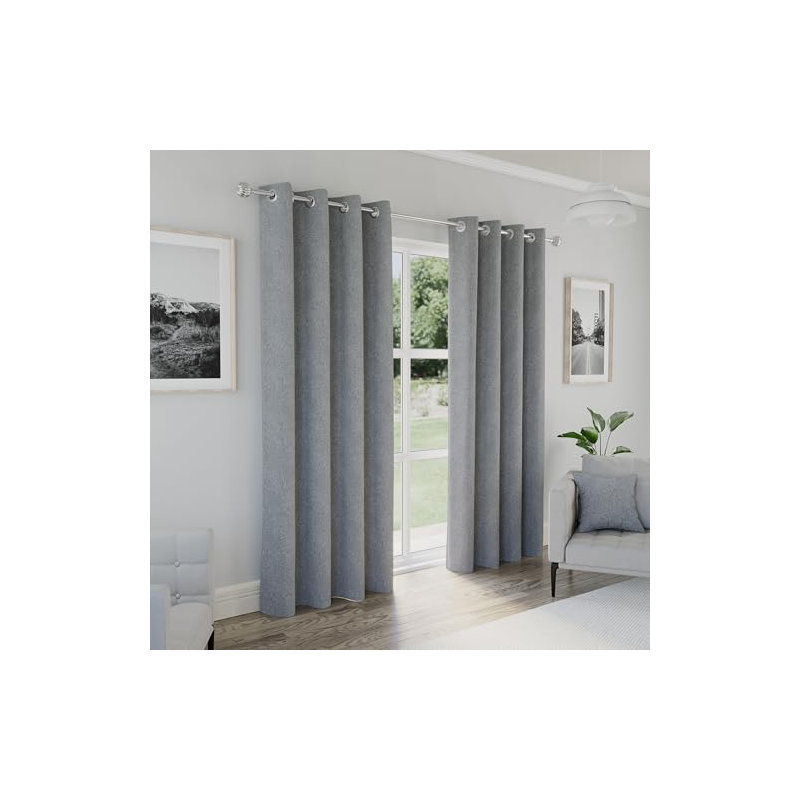 Rodenal Blackout Curtain Pair, Grey, 229cm W x 229cm L