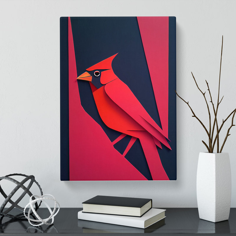 Cardinal Bird Silhouette - Wrapped Canvas, 76cm H x 50cm W x 3cm D