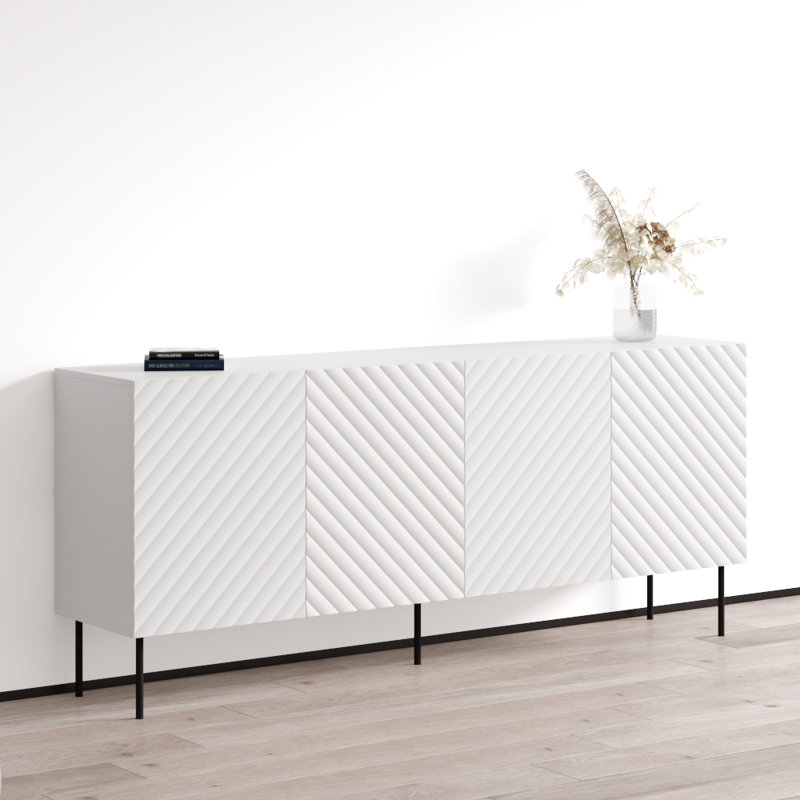 Buffet 74,8 po Onda avec finition mate, Blanc