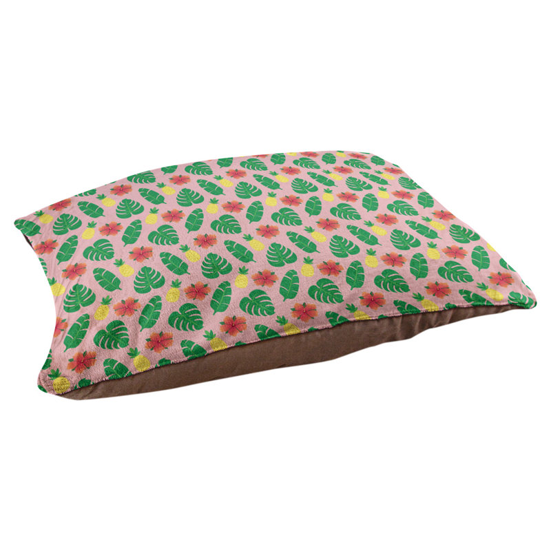 Coussin d'extérieur pour chien Campion, Moyen (L 29,5 po x P19,5 po x H 9,5 po), Rose / vert / rouge