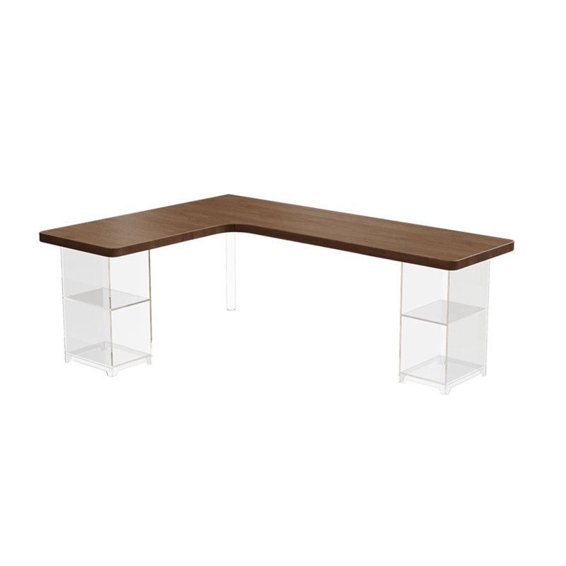 Bureaux en bois massif en L noyer, H 29,53 po x l 62,99 po x P 55,12 po