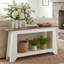 Console 63 po avec tablette de rangement, canapé d'entrée bicolore grain de bois