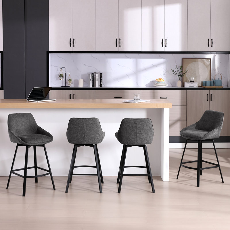 Tabouret de comptoir pivotant de 25,6 po Alonsa, Gris foncé