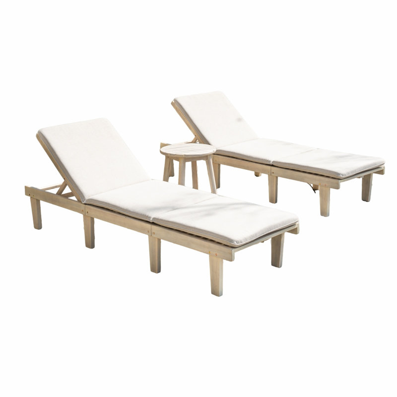Sadir 200cm Long Acacia Sun Lounger, 2