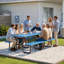 Table de pique-nique en métal robuste pour 10 personnes, salle à manger extérieure avec trou pour parasol, structure en acier galvanisé antirouille, 882 lb, plateau en filet-130155012-130155013-130155015