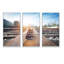 Cargo train plateforme avec contenant - ensemble d'art mural sur toile encadré paysage de 3-50079798-50079802