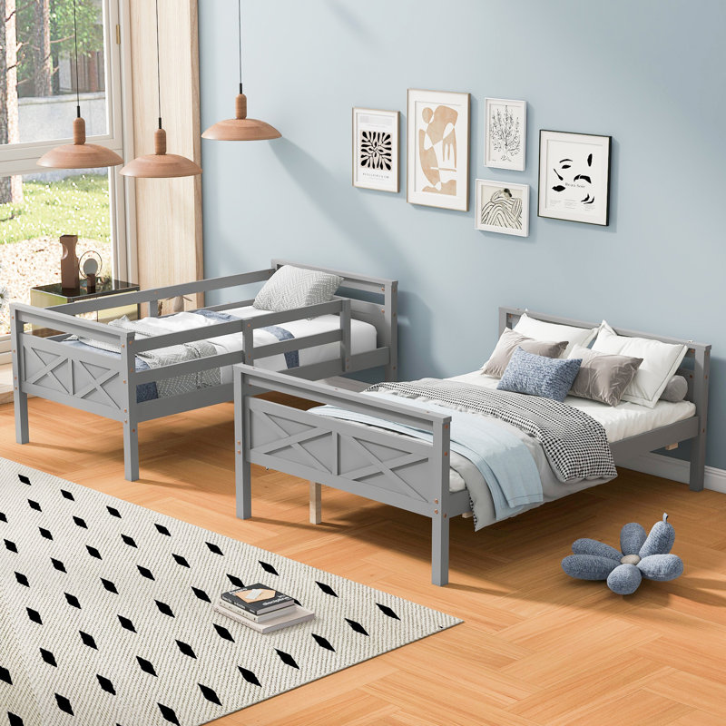 Lit superposé simple au-dessus de double en gris pour la chambre à coucher, équipé de mesures robustes