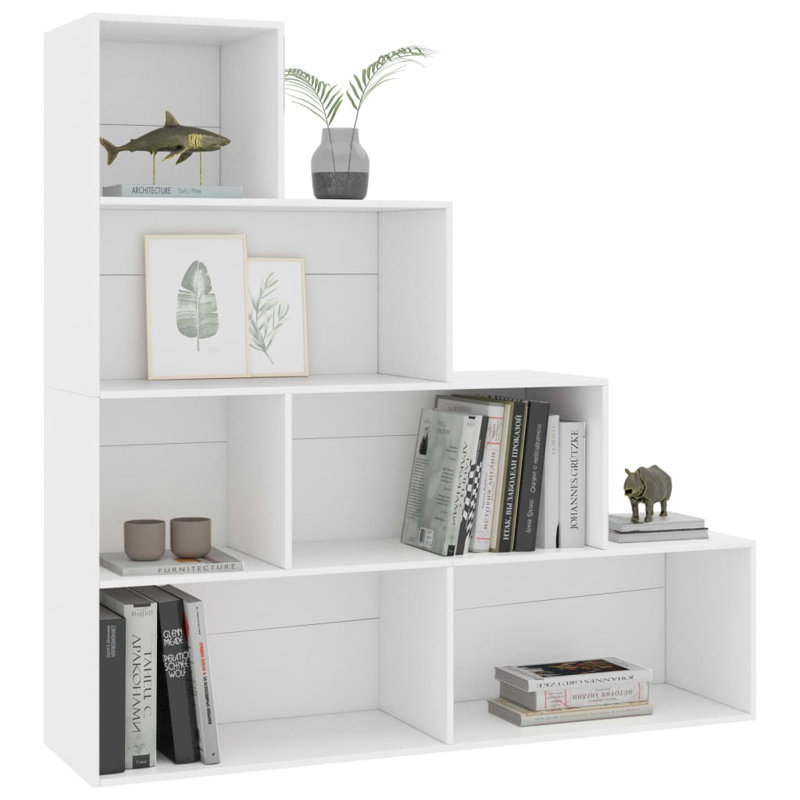 Bookshelf Display Shelf Book Cabinet Standing Shelves Engineered Wood, White