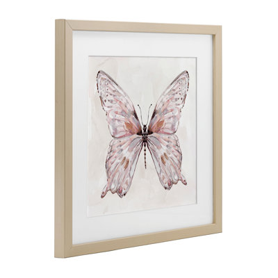 «Faded Blush Butterfly», reproduction sous verre encadrée, design par Carol Robinson