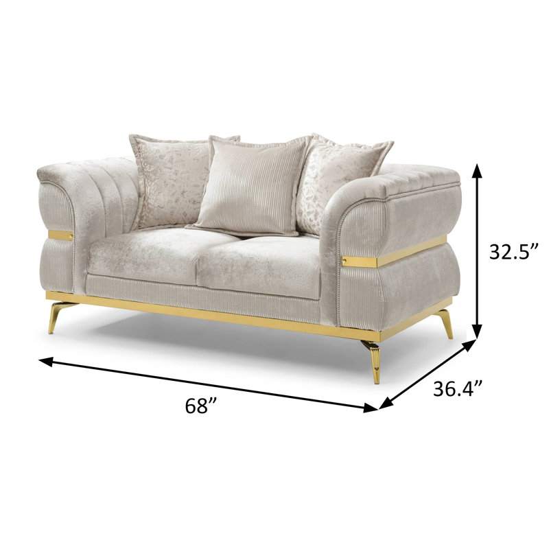 Causeuse l 68 po, beige / or