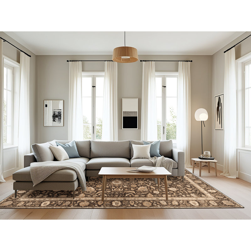Tapis brun lavable à la machine, Rectangulaire 8 pi x 10 pi