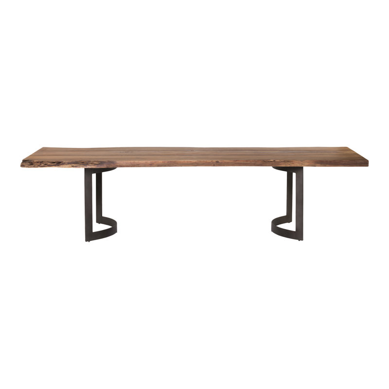 Table de salle à manger en bois massif Burnell, Brun, L 98,5 po x l 40 po
