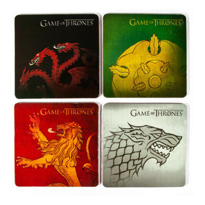 Sous-verres Game of Thrones | Sous-verres exclusifs Nerd Block | Ensemble de 4