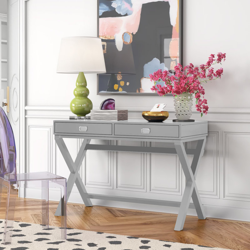 Halstad Modern 44 Long Desk with Drawer Storage, Gray