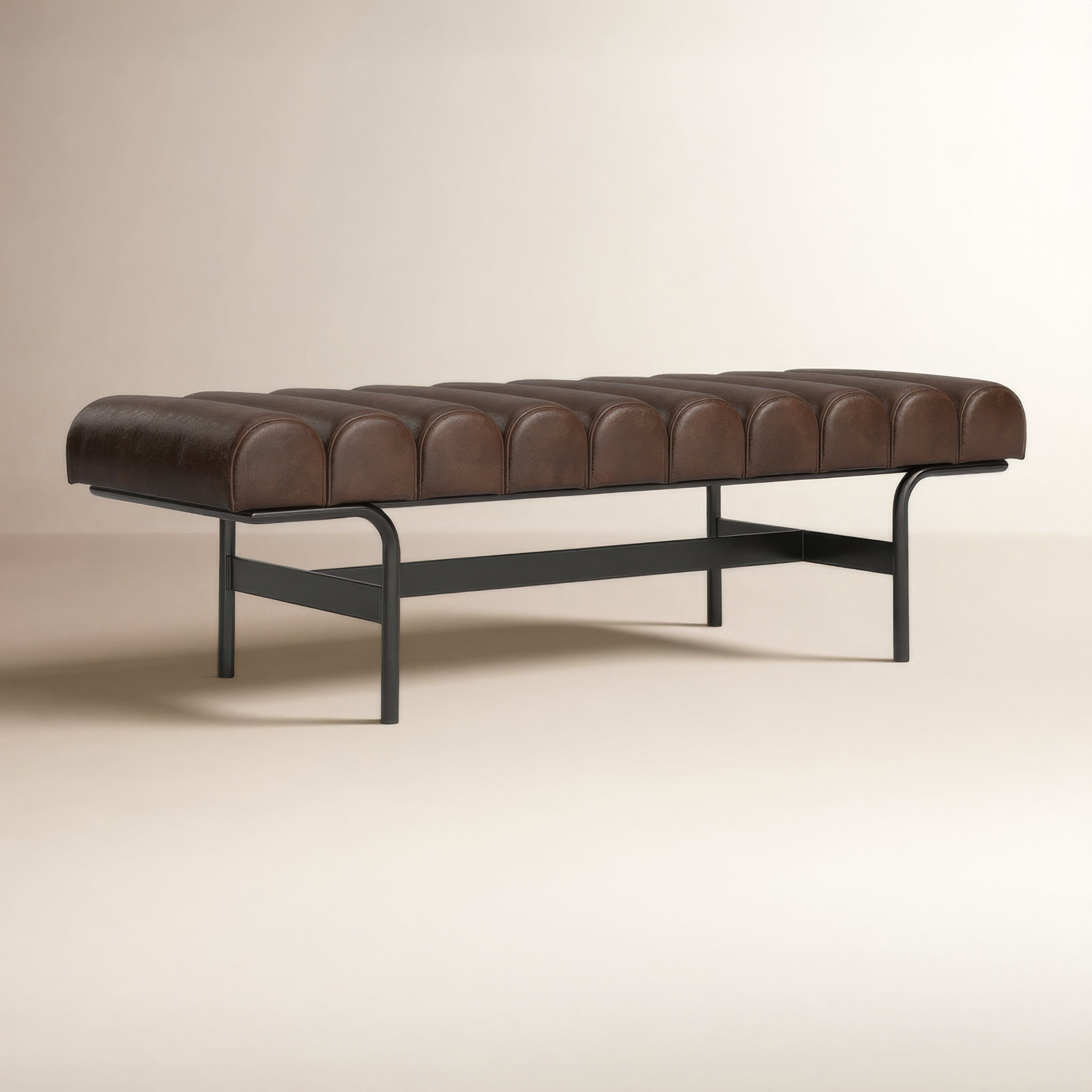 Penina Bench, Dark Brown Top Grain Genuine Leather