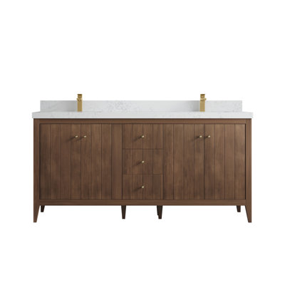 Meuble-lavabo double 72 po avec plateau en quartz Atlanta