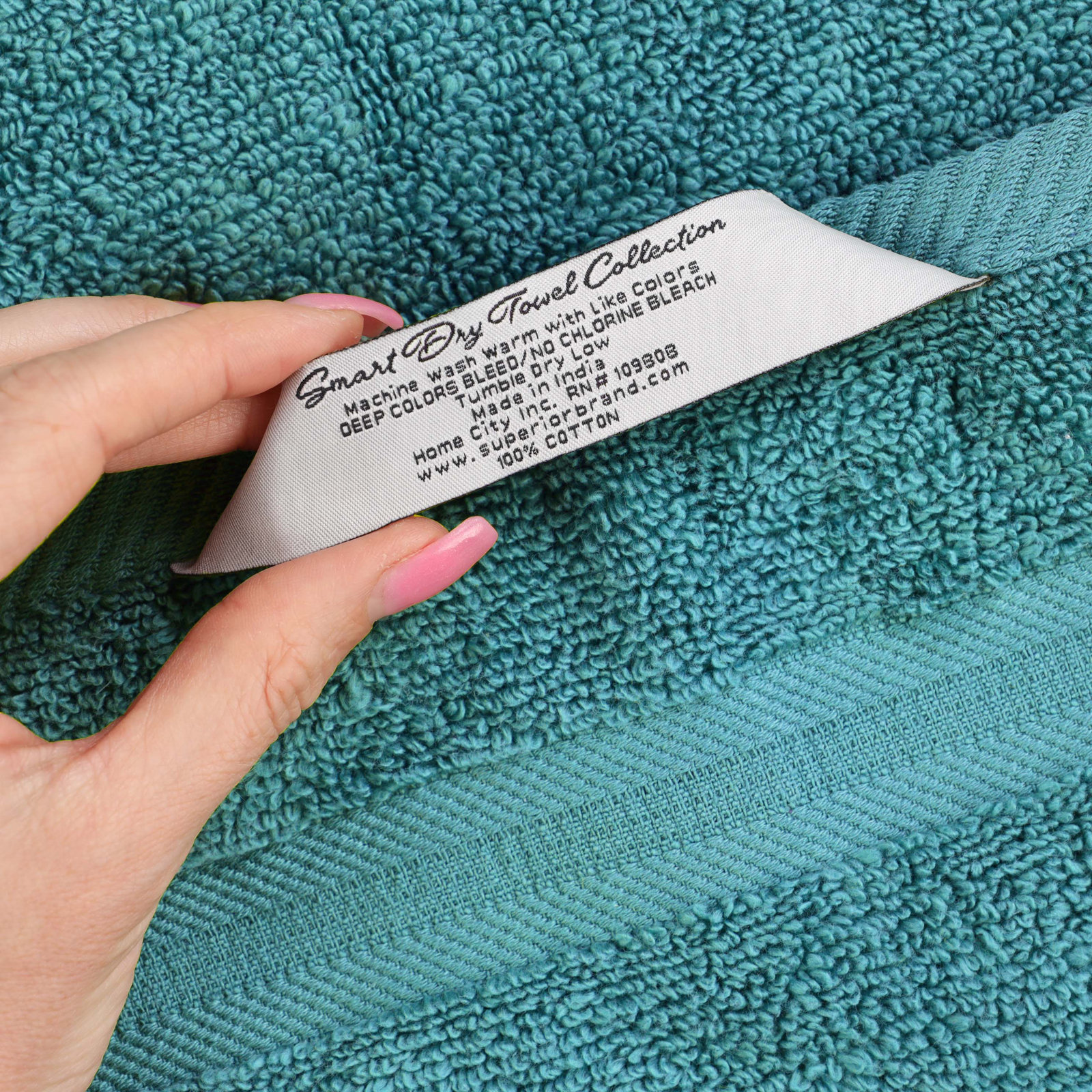 8-Piece Zero-Twist Cotton Towel Set, Turquoise