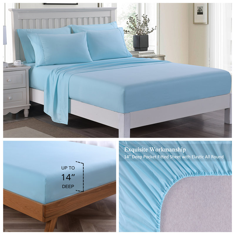 Kondo Microfiber Sheet Set, Twin, Light Blue