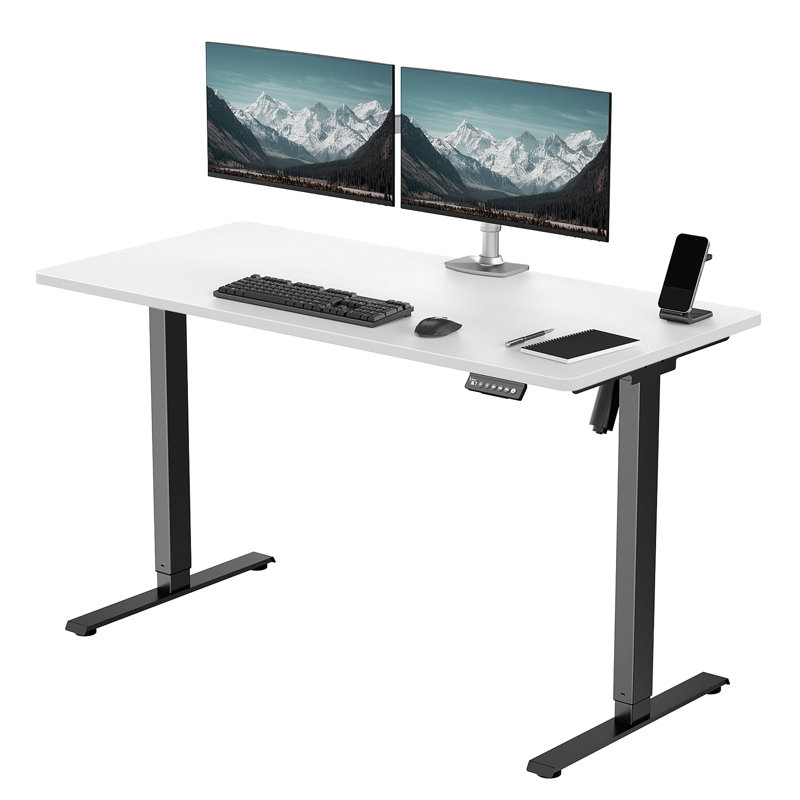  Height Adjustable Standing Desk, White/Black, 46.3" H x 47.3" H x 23.6" D