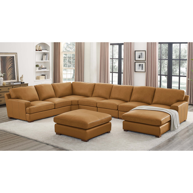 Aness Modular Corner Sectional with Ottoman, Ginger