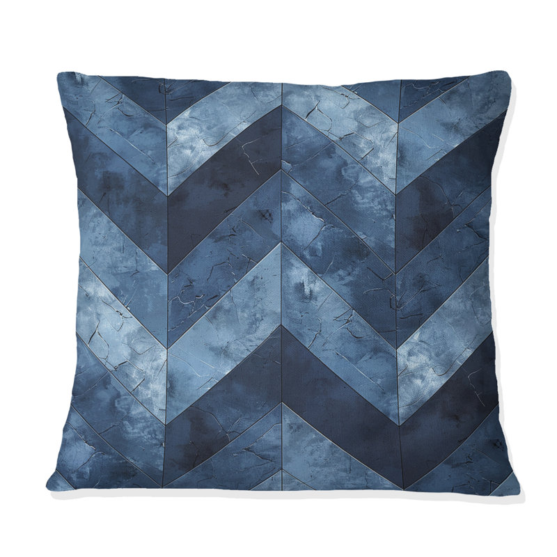 Motif glamour à chevrons bleus I - traditionnel, H 16 po x l 16 po