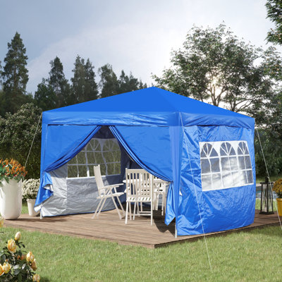 10X 10Ft Pop Up Gazebo Canopy Tent Removable Sidewall With Zipper,2Pcs Sidewall With Windows,With 4Pcs Weight Sand Bag,With Carry Bag-Blue