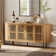 Mid-Century Modern Wooden Sideboard with Slatted Design, Perfect for Living Room, Bedroom, and Hallway