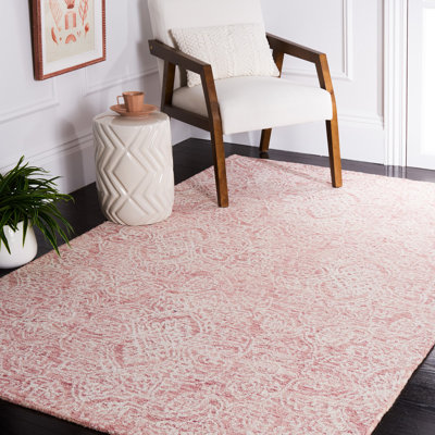 Irondale Handmade Tufted Wool Pink Area Rug