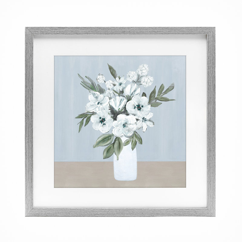 «Cerulean & White Blooms», reproduction encadrée sous verre, conception de Marilyn Dunlap, H 13 po x l 13 po