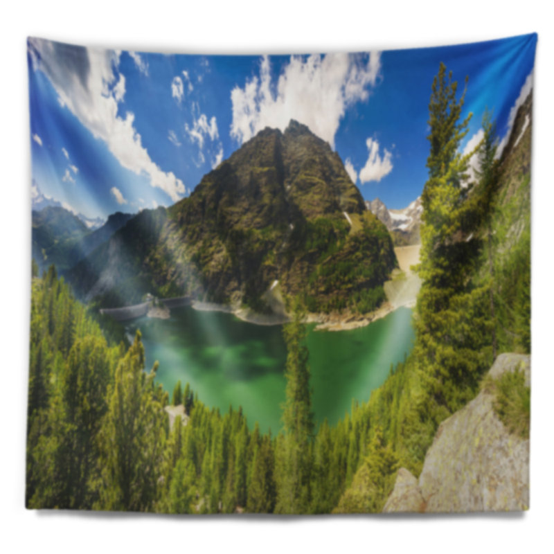 Paysage avec tapisserie du réservoir alpin Greeny, H 78 po x l 92 po