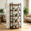 Bibliothèque industrielle ajustable, bibliothèque verticale en bois avec cadre en métal pour bureau à domicile, salon, chambre à coucher